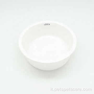 Ciotola da alimentazione per animali domestici ciotola in ceramica arrotondata bianca